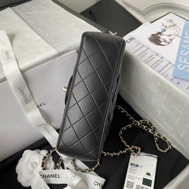 Chanel Handbags, AA+ Quality 100% Genuine Leather Classic Flap Medium Quilted Lambskin Black Gold, 18X 1 1X 5cm BL 4 Colour for chanel hand bag