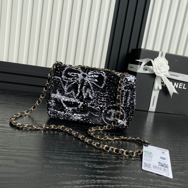 Chanel Sequin Handbags, AA+ Quality 100% Genuine Leather Classic Flap Medium Quilted Lambskin Black Gold, 18X 1 1X 5cm BL 4 Colour for chanel hand bag