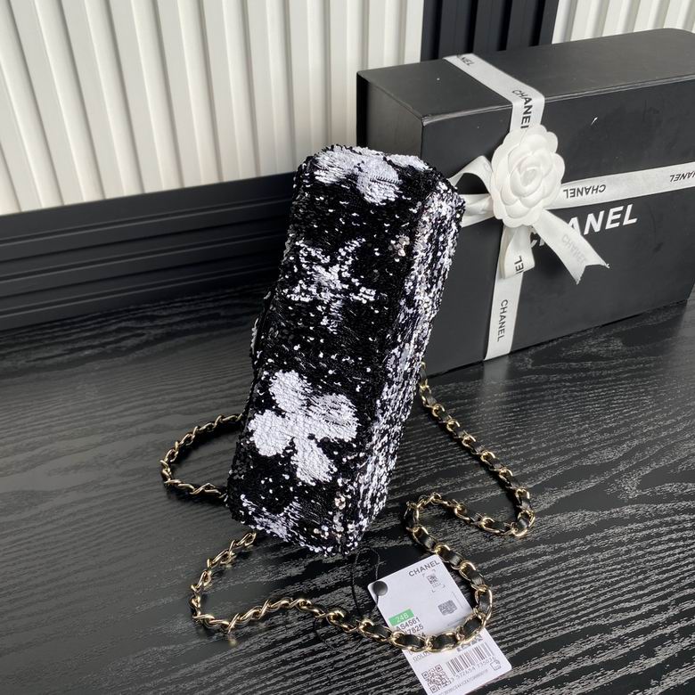 Chanel Sequin Handbags, AA+ Quality 100% Genuine Leather Classic Flap Medium Quilted Lambskin Black Gold, 18X 1 1X 5cm BL 4 Colour for chanel hand bag