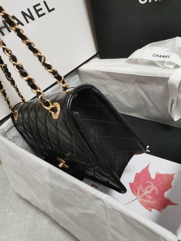 Chanel Handbags, AA+ Quality 100% Genuine Leather Classic Flap Medium Quilted Lambskin Black Gold, 18X 1 1X 5cm BL 4 Colour for chanel hand bag