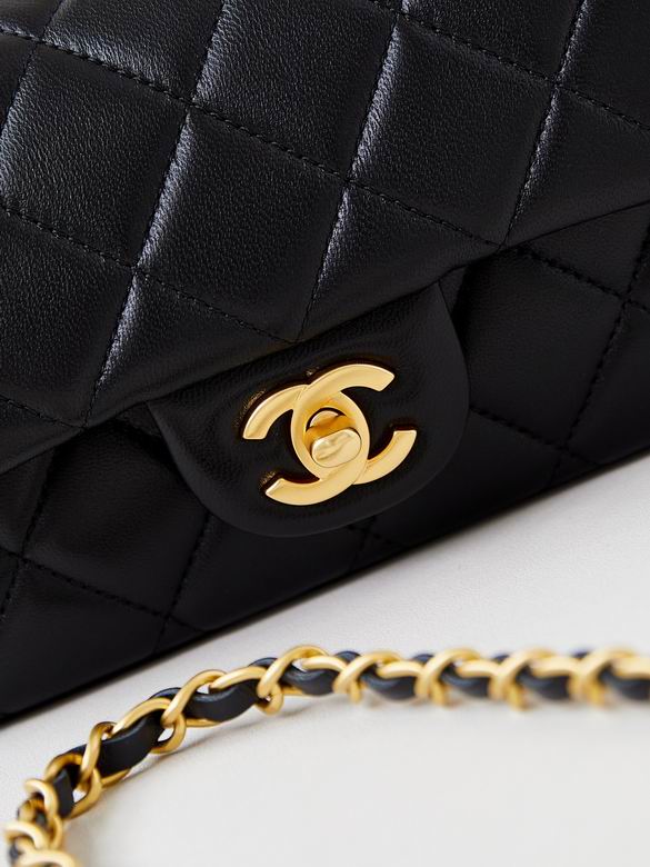 Chanel Handbags, AA+ Quality 100% Genuine Leather Classic Flap Medium Quilted Lambskin Black Gold, 18X 1 1X 5cm BL 4 Colour for chanel hand bag