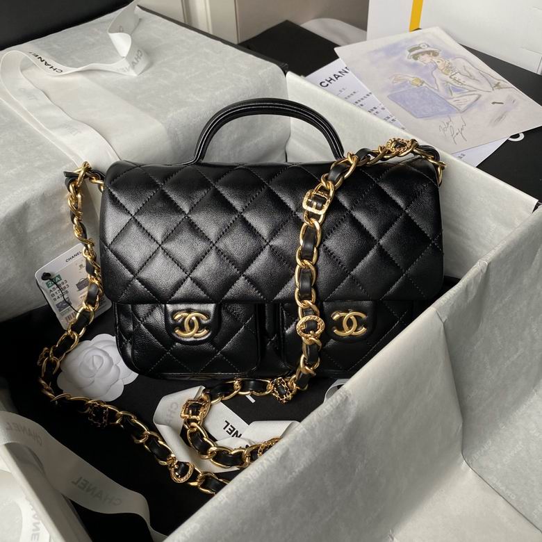 Chanel Inspired Handbags, AA+ Quality 100% Genuine Leather Classic Flap Medium Quilted Lambskin Black Gold, 9X 1 3X 4.5cm BL 4 Colour for chanel hand bag
