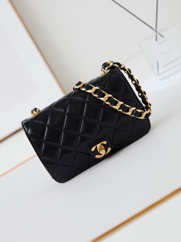 Chanel Handbags, AA+ Quality 100% Genuine Leather Classic Flap Medium Quilted Lambskin Black Gold, 18X 1 1X 5cm BL 4 Colour for chanel hand bag