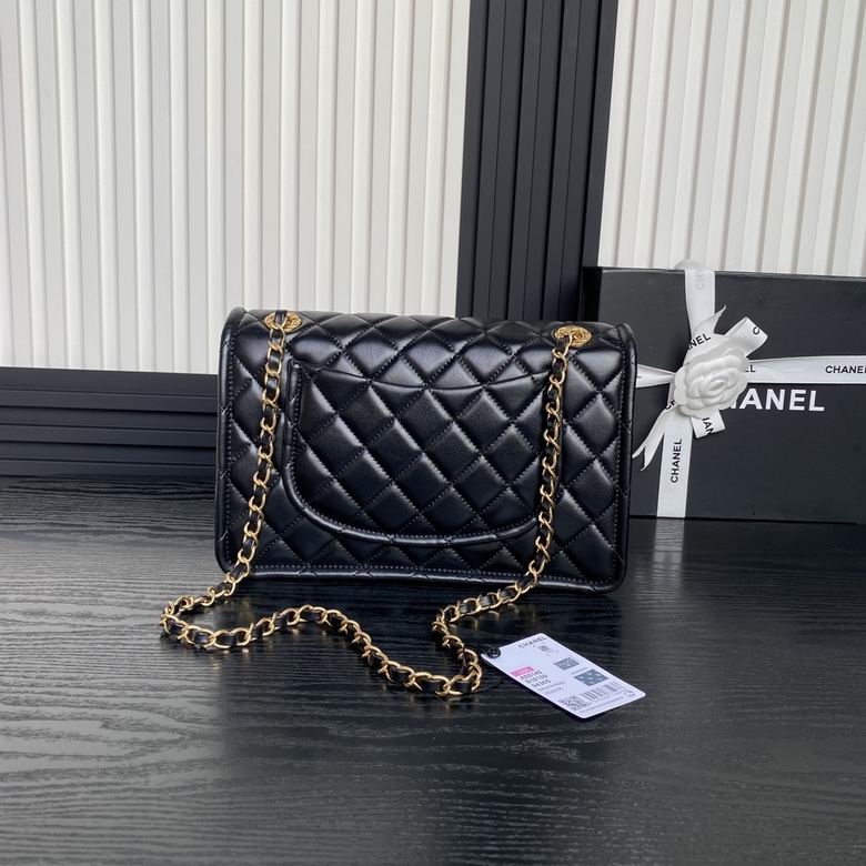 Chanel Inspired Handbags, AA+ Quality 100% Genuine Leather Classic Flap Medium Quilted Lambskin Black Gold, 25X 14X 9cm BL 3 Colour for chanel hand bag