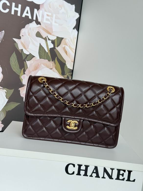 Chanel Inspired Handbags, AA+ Quality 100% Genuine Leather Classic Flap Medium Quilted Lambskin Black Gold, 25X 14X 9cm BL 3 Colour for chanel hand bag