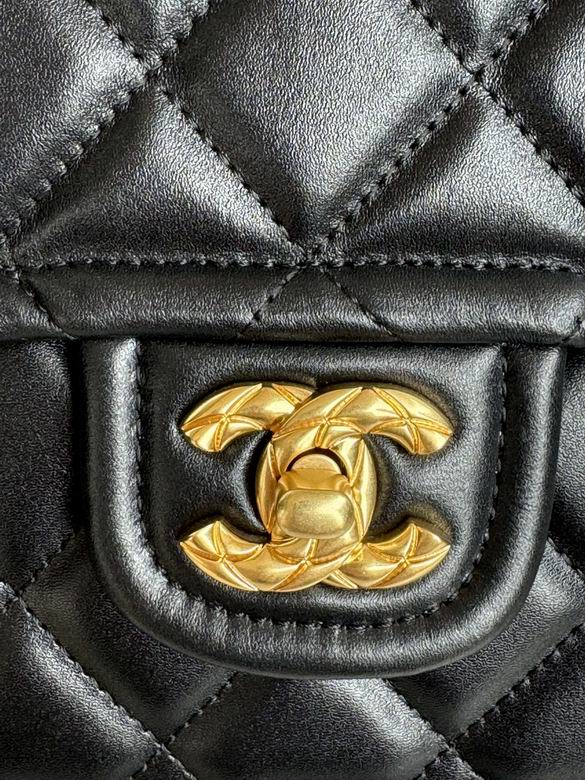Chanel Inspired Handbags, AA+ Quality 100% Genuine Leather Classic Flap Medium Quilted Lambskin Black Gold, 25X 14X 9cm BL 3 Colour for chanel hand bag