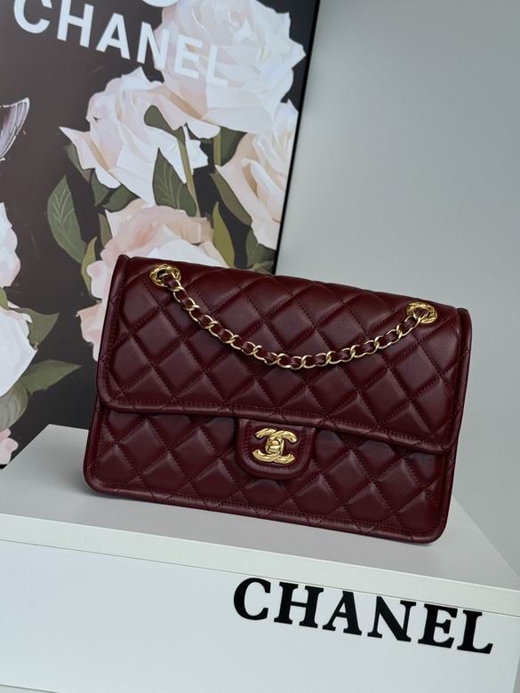 Chanel Inspired Handbags, AA+ Quality 100% Genuine Leather Classic Flap Medium Quilted Lambskin Black Gold, 25X 14X 9cm BL 3 Colour for chanel hand bag