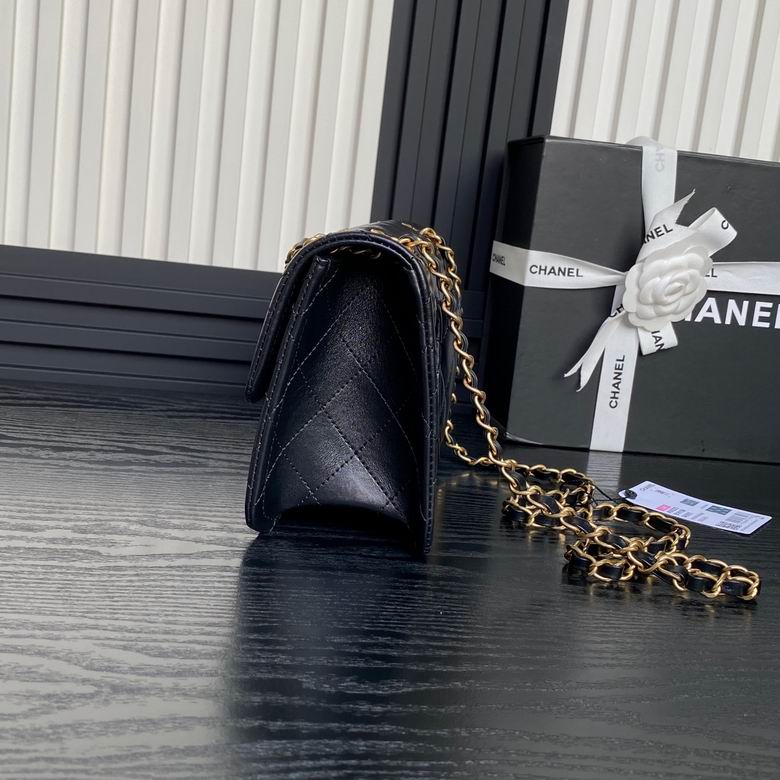Chanel Inspired Handbags, AA+ Quality 100% Genuine Leather Classic Flap Medium Quilted Lambskin Black Gold, 25X 14X 9cm BL 3 Colour for chanel hand bag