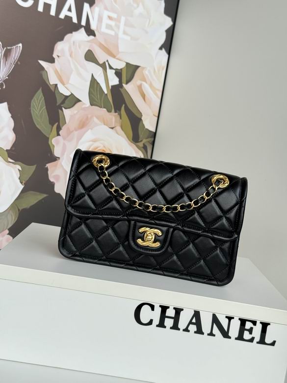 Chanel Inspired Handbags, AA+ Quality 100% Genuine Leather Classic Flap Medium Quilted Lambskin Black Gold, 25X 14X 9cm BL 3 Colour for chanel hand bag