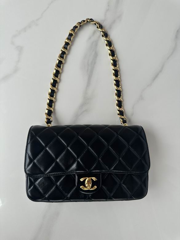 Chanel Handbags, AA+ Quality 100% Genuine Leather Classic Flap Medium Quilted Lambskin Black Gold, 18X 1 1X 5cm BL 4 Colour for chanel hand bag