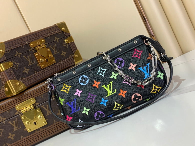 Louis Vuitton Handbags, AA+ Quality 100% Genuine Leather Classic Flap Medium Quilted Lambskin Black Gold, 18X 1 1X 5cm BL 4 Colour