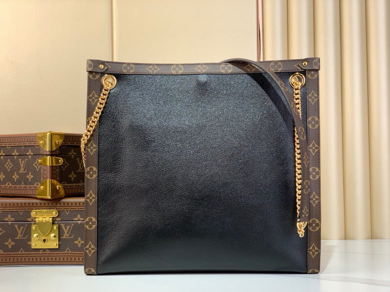 Louis Vuitton Inspired Handbags, AA+ Quality 100% Genuine Leather Classic Flap Medium Quilted Lambskin Black Gold, 18X 1 1X 5cm BL 4 Colour