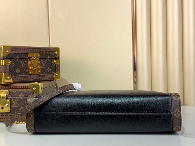 Louis Vuitton Inspired Handbags, AA+ Quality 100% Genuine Leather Classic Flap Medium Quilted Lambskin Black Gold, 18X 1 1X 5cm BL 4 Colour