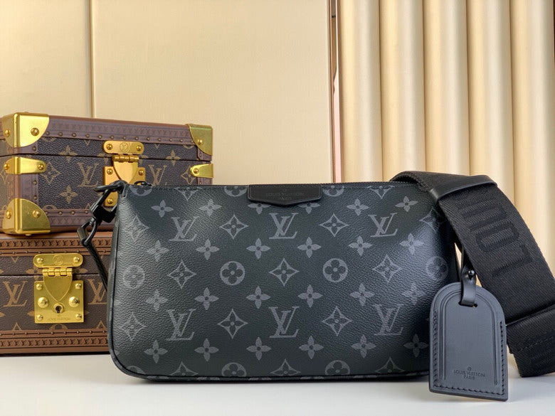 Louis Vuitton Handbags, AA+ Quality 100% Genuine Leather Classic Flap Medium Quilted Lambskin Black Gold, 18X 1 1X 5cm BL 4 Colour