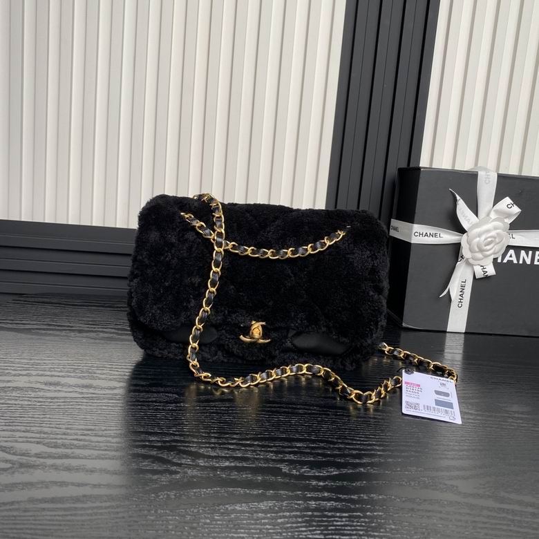 Chanel Inspired Handbags, AA+ Quality 100% Genuine Leather Classic Flap Medium Quilted Lambskin Black Gold, 18X 1 1X 5cm BL 4 Colour for chanel hand bag