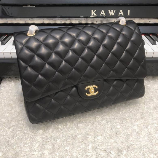Chanel Handbags, Top AA+ Quality 100% Genuine Leather Classic Flap Medium Quilted Lambskin Black Gold, 18X 1 1X 5cm BL 4 Colour for chanel hand bag
