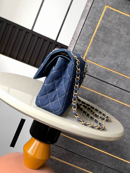 Chanel Inspired Handbags, AA+ Quality 100% Genuine Leather Classic Flap Medium Quilted Lambskin Black Gold, 25X 14X 9cm BL 3 Colour for chanel hand bag