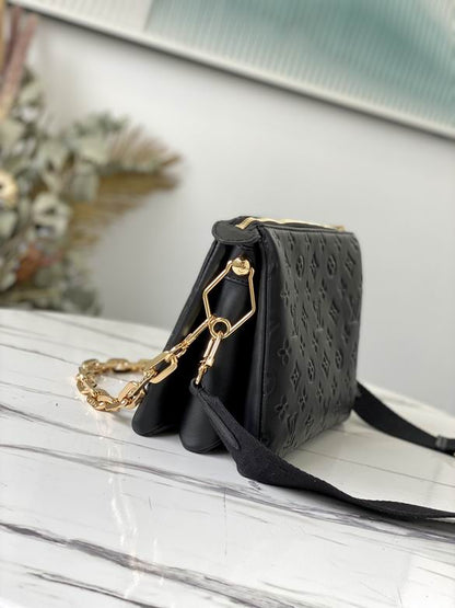 Inspired Handbags, AA+ Quality 100% Genuine Leather Classic Flap Medium Quilted Lambskin Black Gold, 18X 1 1X 5cm BL 4 Colour