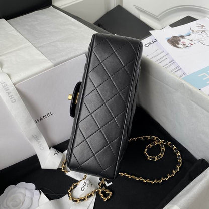 Chanel Handbags, AA+ Quality 100% Genuine Leather Classic Flap Medium Quilted Lambskin Black Gold, 18X 1 1X 5cm BL 4 Colour for chanel hand bag