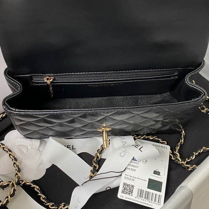 Chanel Handbags, AA+ Quality 100% Genuine Leather Classic Flap Medium Quilted Lambskin Black Gold, 18X 1 1X 5cm BL 4 Colour for chanel hand bag