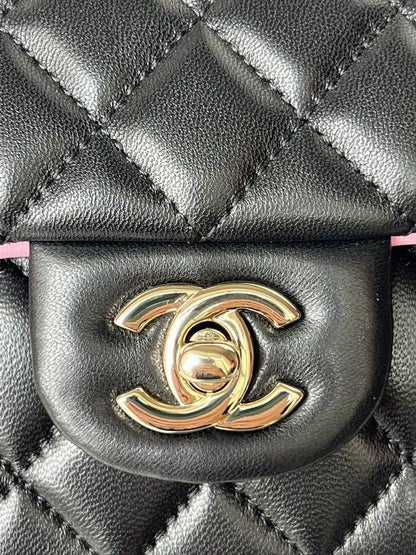 Chanel Handbags, AA+ Quality 100% Genuine Leather Classic Flap Medium Quilted Lambskin Black Gold, 18X 1 1X 5cm BL 4 Colour for chanel hand bag