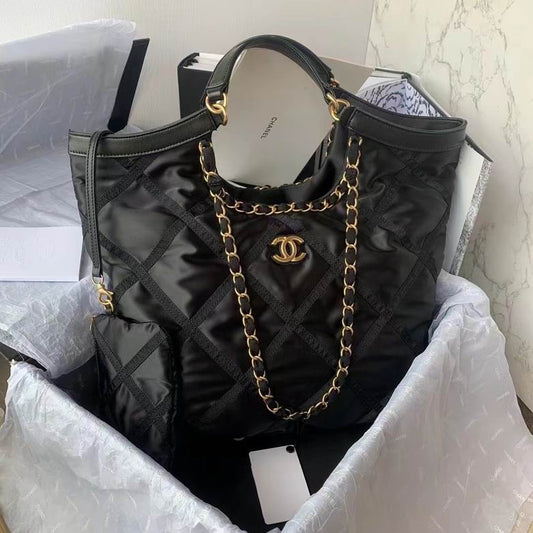 Chanel Inspired Handbags, AA+ Quality 100% Genuine Leather Classic Flap Medium Quilted Lambskin Black Gold, 12cm BL 3 Colour for chanel hand bag