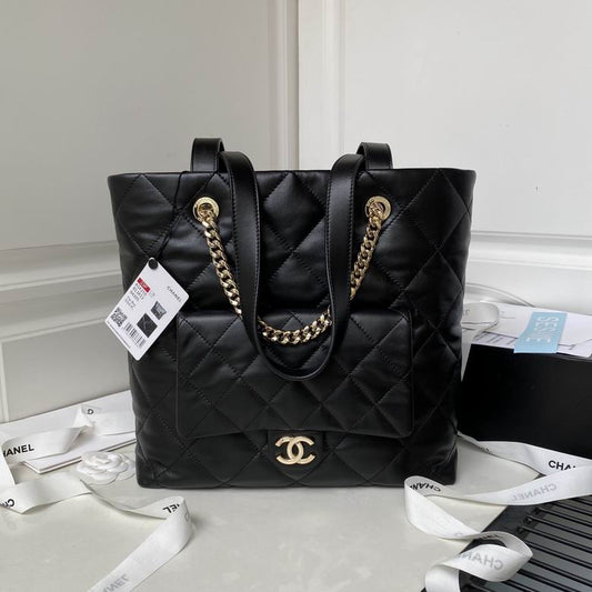 Chanel Inspired Handbags, AA+ Quality 100% Genuine Leather Classic Flap Medium Quilted Lambskin Black Gold, 33X 31X 10cm BL 4 Colour for chanel hand bag