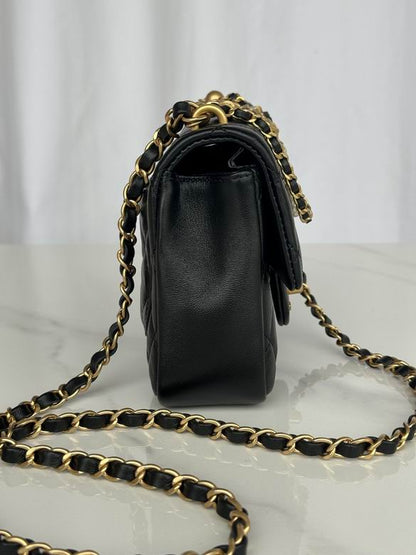 Chanel Handbags, AA+ Quality 100% Genuine Leather Classic Flap Medium Quilted Lambskin Black Gold, 18X 1 1X 5cm BL 4 Colour for chanel hand bag