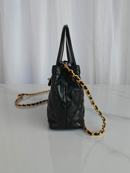 Chanel Inspired Handbags, AA+ Quality 100% Genuine Leather Classic Flap Medium Quilted Lambskin Black Gold, 13X 19X 7cm BL 1 Colour for chanel hand bag