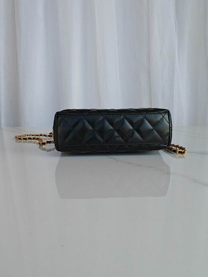 Chanel Inspired Handbags, AA+ Quality 100% Genuine Leather Classic Flap Medium Quilted Lambskin Black Gold, 13X 19X 7cm BL 1 Colour for chanel hand bag