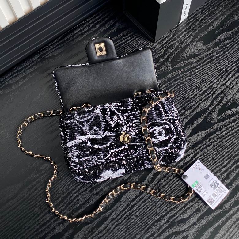 Chanel Sequin Handbags, AA+ Quality 100% Genuine Leather Classic Flap Medium Quilted Lambskin Black Gold, 18X 1 1X 5cm BL 4 Colour for chanel hand bag
