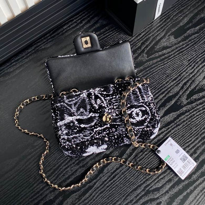 Chanel Sequin Handbags, AA+ Quality 100% Genuine Leather Classic Flap Medium Quilted Lambskin Black Gold, 18X 1 1X 5cm BL 4 Colour for chanel hand bag