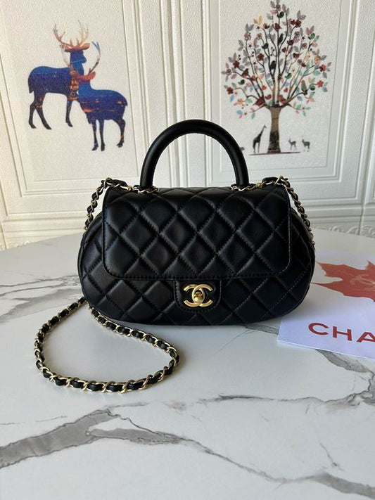 Chanel Inspired Handbags, AA+ Quality 100% Genuine Leather Classic Flap Medium Quilted Lambskin Black Gold, 13.5X 23.5X 5.5cm BL 4 Colour for chanel hand bag