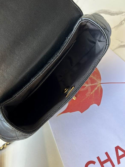 Chanel Inspired Handbags, AA+ Quality 100% Genuine Leather Classic Flap Medium Quilted Lambskin Black Gold, 13.5X 23.5X 5.5cm BL 4 Colour for chanel hand bag
