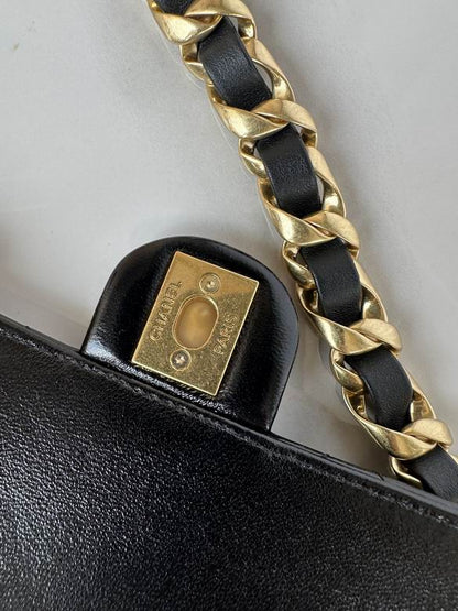 Chanel Handbags, AA+ Quality 100% Genuine Leather Classic Flap Medium Quilted Lambskin Black Gold, 18X 1 1X 5cm BL 4 Colour for chanel hand bag
