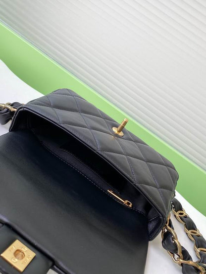 Chanel Inspired Handbags, AA+ Quality 100% Genuine Leather Classic Flap Medium Quilted Lambskin Black Gold, 18X 1 1X 5cm BL 4 Colour for chanel hand bag