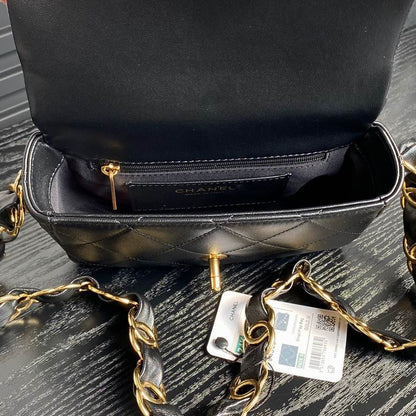 Chanel Handbags, AA+ Quality 100% Genuine Leather Classic Flap Medium Quilted Lambskin Black Gold, 18X 1 1X 5cm BL 4 Colour for chanel hand bag