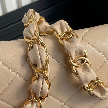 Chanel Inspired Handbags, AA+ Quality 100% Genuine Leather Classic Flap Medium Quilted Lambskin Black Gold, 18X 1 1X 5cm BL 4 Colour for chanel hand bag