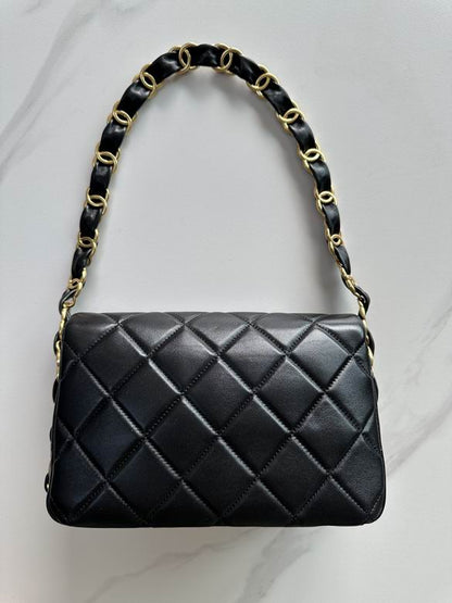 Chanel Inspired Handbags, AA+ Quality 100% Genuine Leather Classic Flap Medium Quilted Lambskin Black Gold, 18X 1 1X 5cm BL 4 Colour for chanel hand bag