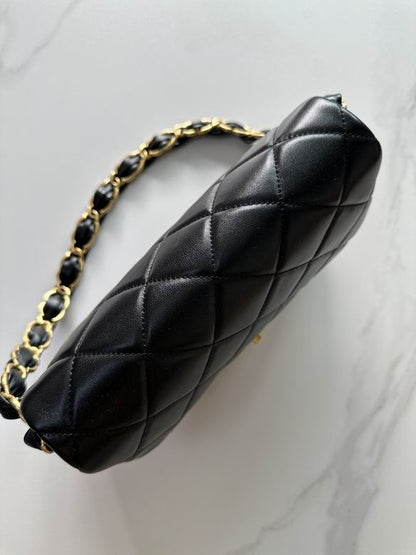 Chanel Inspired Handbags, AA+ Quality 100% Genuine Leather Classic Flap Medium Quilted Lambskin Black Gold, 18X 1 1X 5cm BL 4 Colour for chanel hand bag