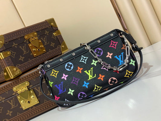Louis Vuitton Handbags, AA+ Quality 100% Genuine Leather Classic Flap Medium Quilted Lambskin Black Gold, 18X 1 1X 5cm BL 4 Colour