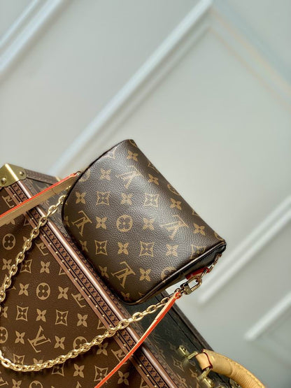 Louis vuitton Inspired Handbags, AA+ Quality 100% Genuine Leather Classic Flap Medium Quilted Lambskin Black Gold, 18X 1 1X 5cm BL 4 Colour