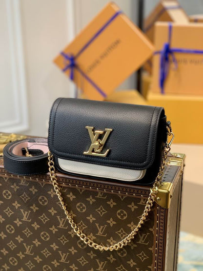 Louis Vuitton Handbags, AA+ Quality 100% Genuine Leather Classic Flap Medium Quilted Lambskin Black Gold, 18X 1 1X 5cm BL 4 Colour