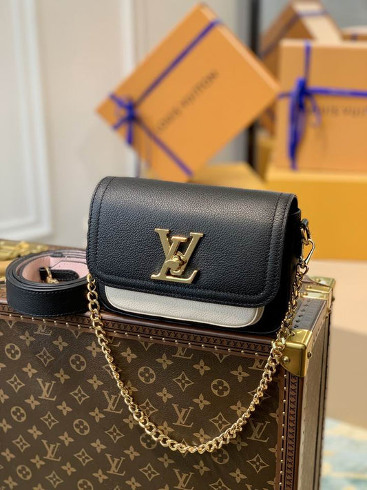 Louis Vuitton Handbags, AA+ Quality 100% Genuine Leather Classic Flap Medium Quilted Lambskin Black Gold, 18X 1 1X 5cm BL 4 Colour